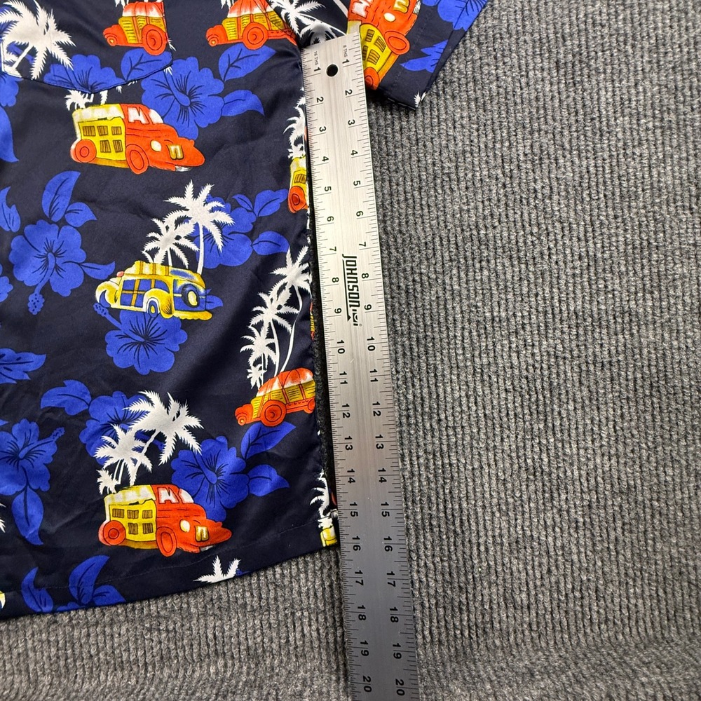 Pacific & Co Mens Large Navy Blue Aloha Surf Bus Tropical Hibiscus Camp Shirt - Picture 6 of 12
